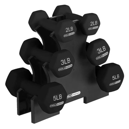 Holahatha Hex Dumbbell Set with Hand Weights and Storage Rack