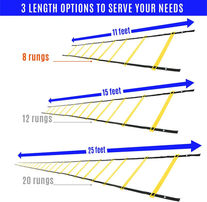 Speed and Agility Training Ladder with Carry Bag - 8 Rung (Yellow)