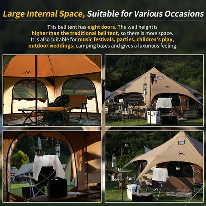 Canvas Tent 8-Person Yurt Tent with Stove Jack Bell Tent for Camping Luxury Glamping Yurt Tent 16.4Ft Dia