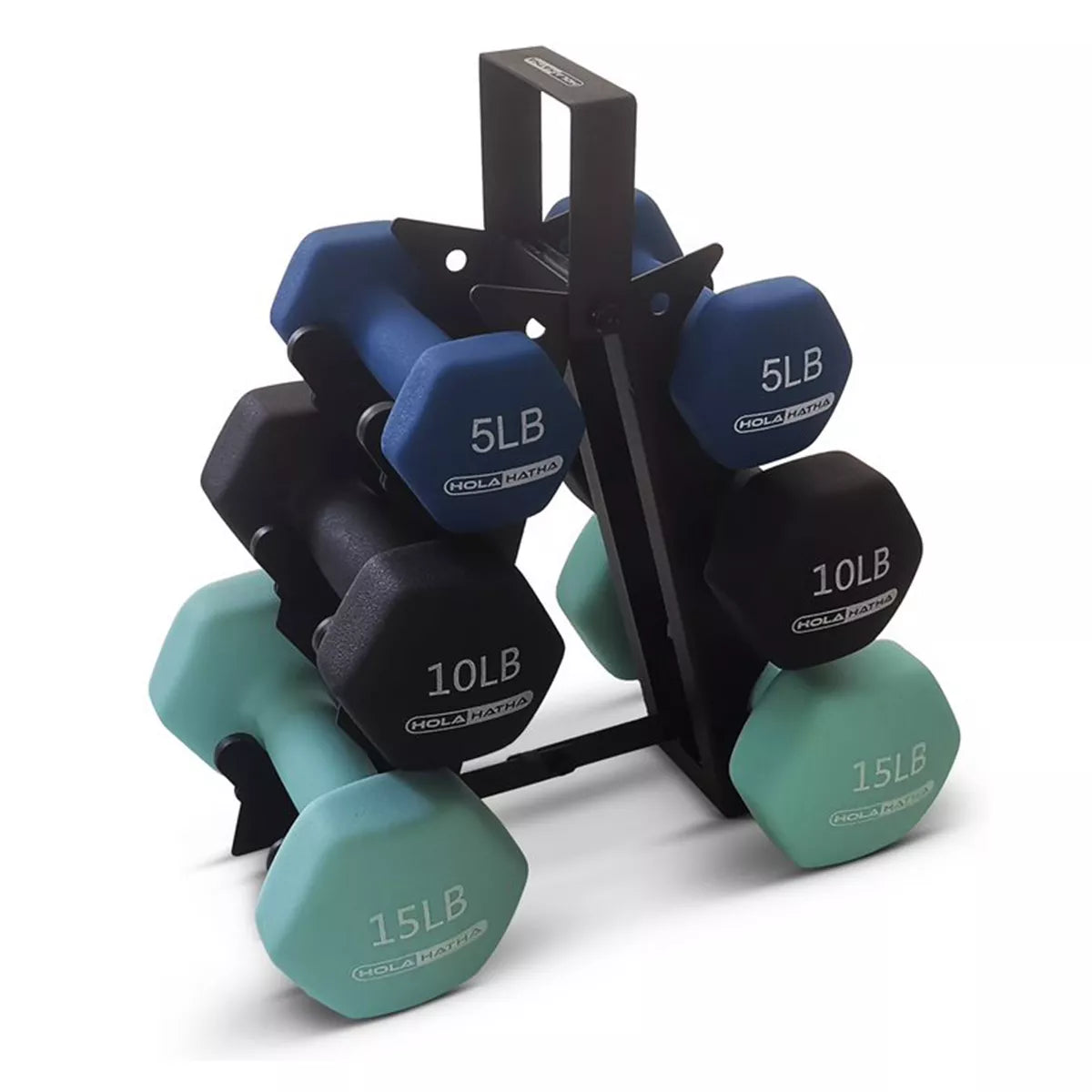 Holahatha Hex Dumbbell Set with Hand Weights and Storage Rack