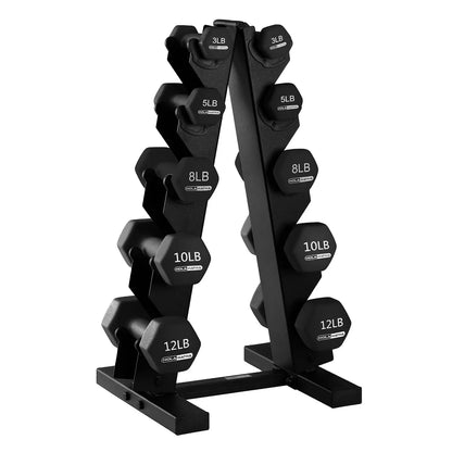 Holahatha Hex Dumbbell Set with Hand Weights and Storage Rack