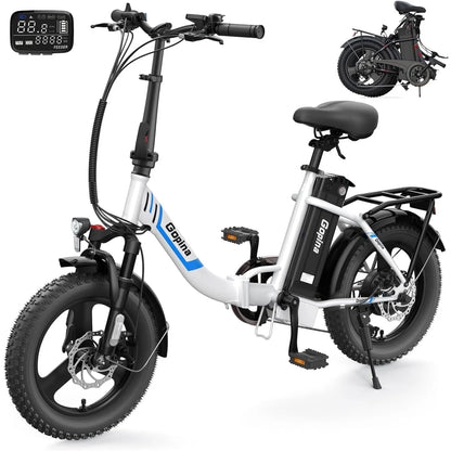 Electric Bike Folding Electric Cruiser Bike 350W Step-Through Electric Bike 16" X 3.0 Fat Tire Electric Bike 20MPH & 50 Miles Commuter Electric Bike, UL2849 Certified