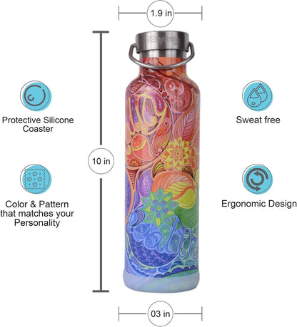 25Oz Insulated Water Bottle with Straw, Bonus Lids and Leak Proof Flask to Keep Liquids Hot or Cold- Triple Wall Vacuum Water Bottle Insulated, Perfect for Gifts