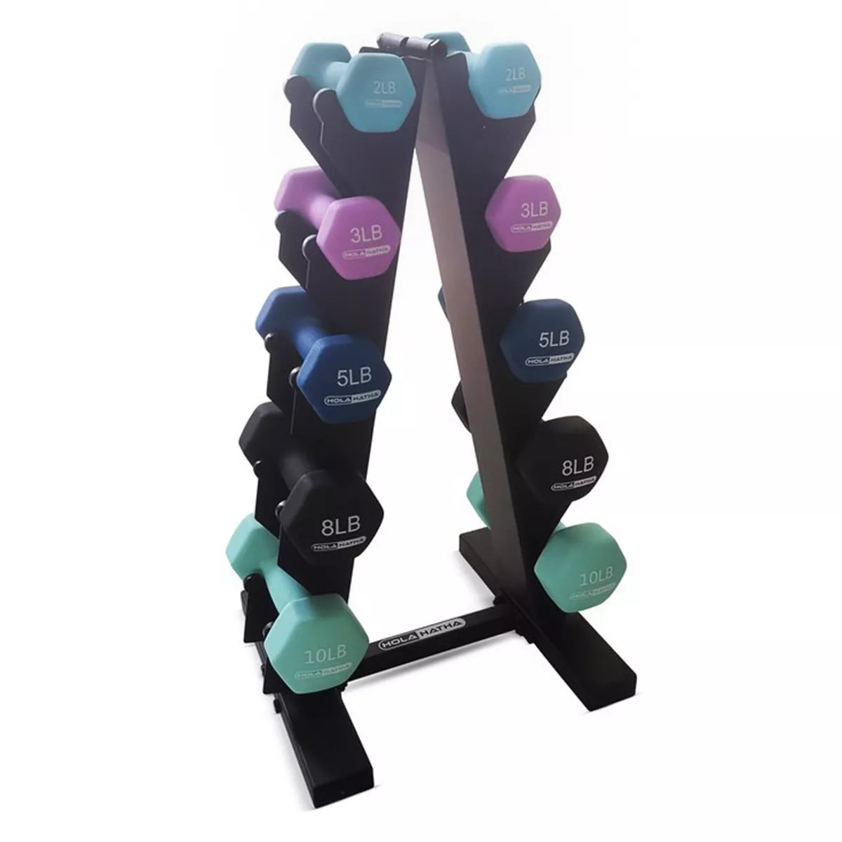 Holahatha Hex Dumbbell Set with Hand Weights and Storage Rack