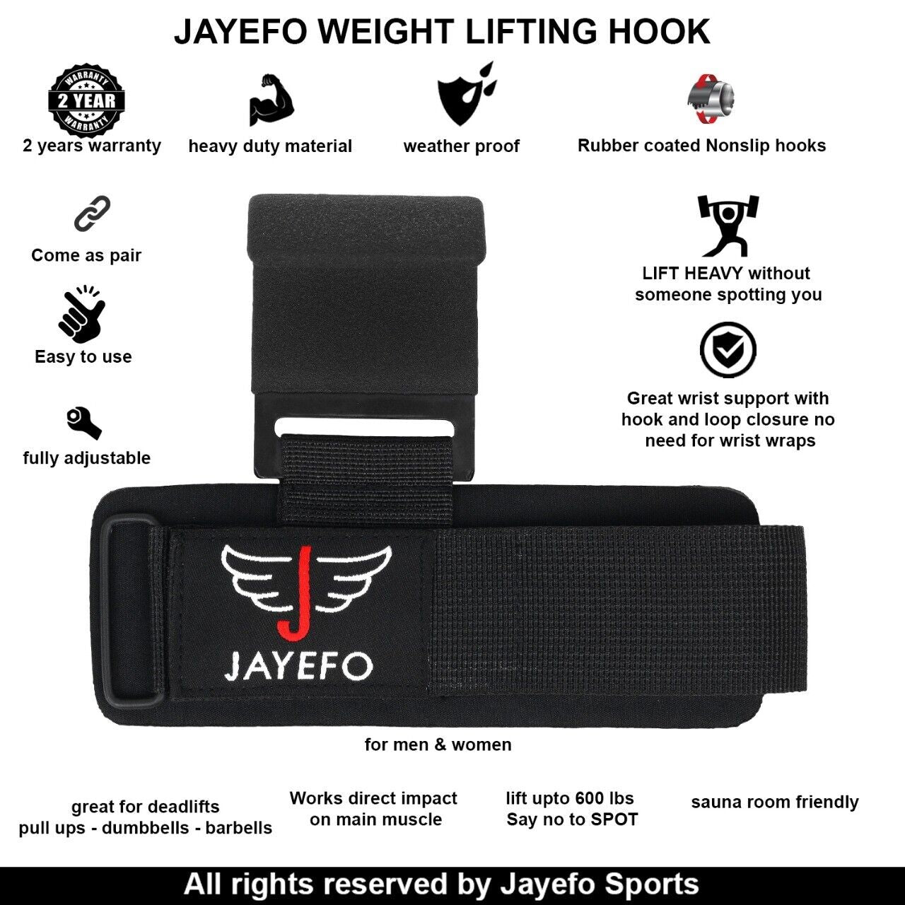 Jayefo Power Weight Lifting Training Wrist Support Hook BAR Straps Fitness Bars