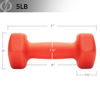 Neoprene Hex Dumbbell Hand Weights, Set of 2 - Workout Strength Training