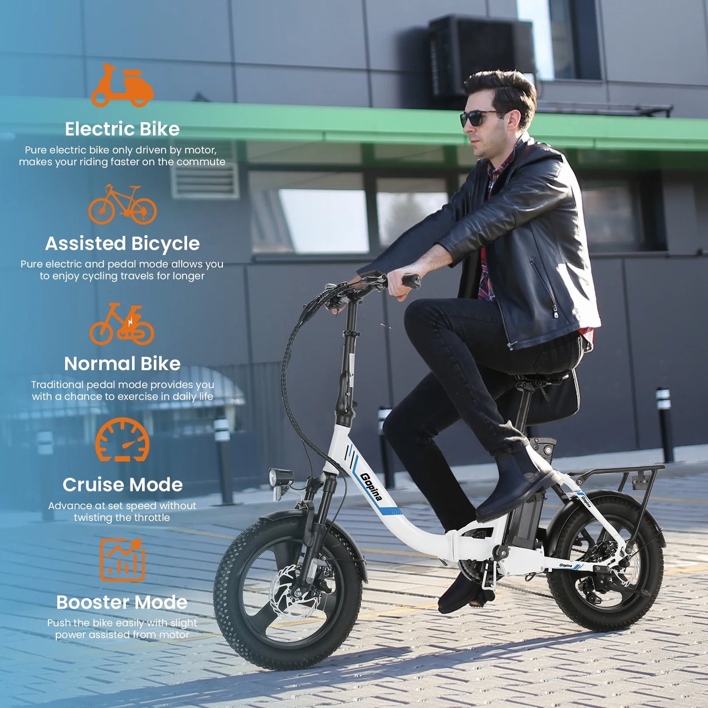 Electric Bike Folding Electric Cruiser Bike 350W Step-Through Electric Bike 16" X 3.0 Fat Tire Electric Bike 20MPH & 50 Miles Commuter Electric Bike, UL2849 Certified