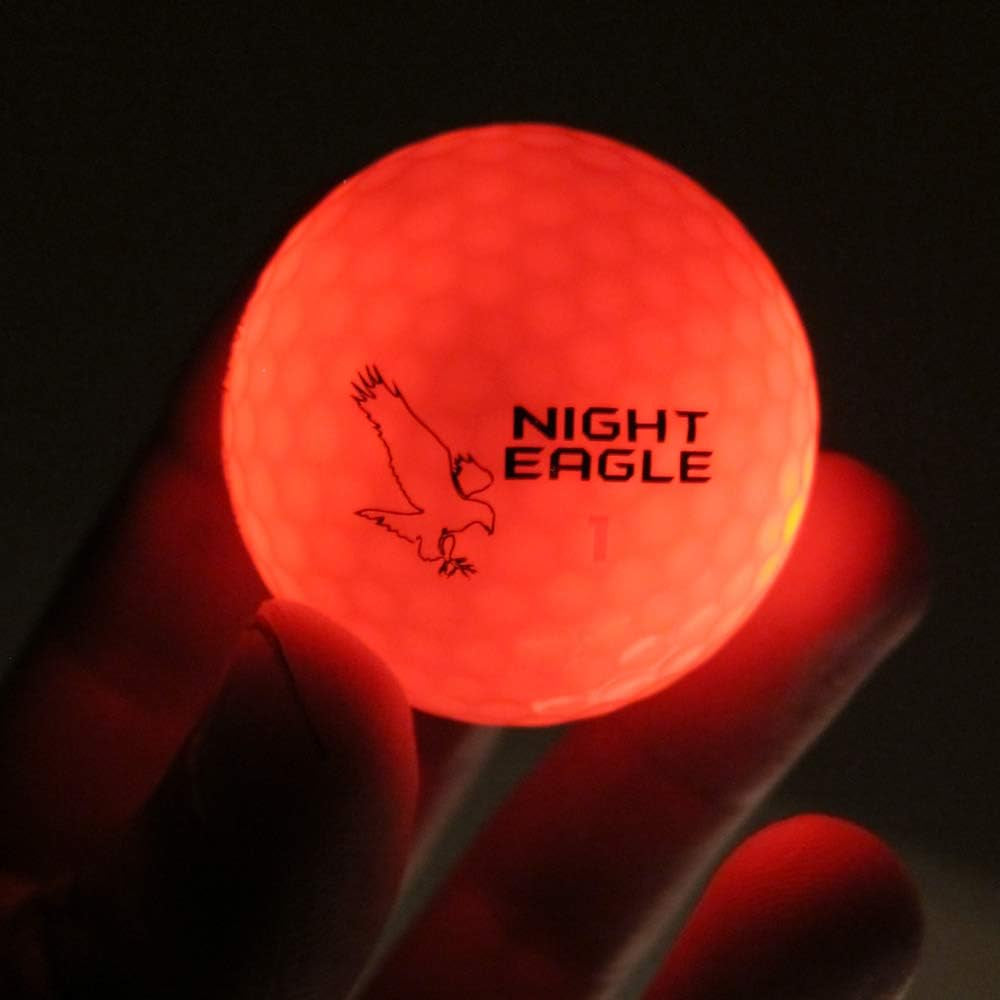 Light up LED Golf Balls (6 Ball Pack) - Professional Glowing Golf Balls with Internal LED Lights (Red)