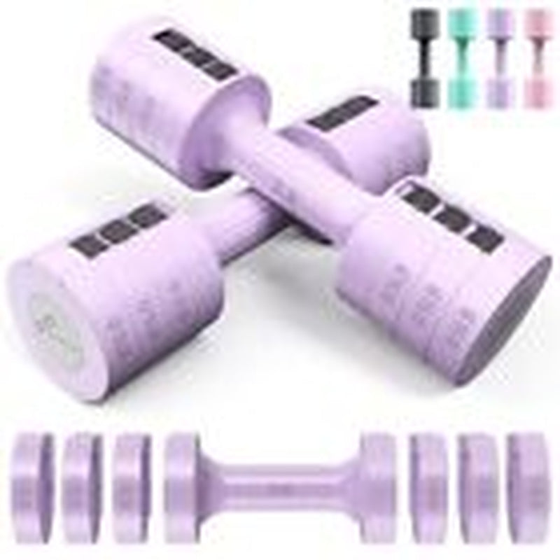 Adjustable Dumbbells Hand Weights Set: 1 Pair 2 4 6 8 10 Lbs Fast Purple