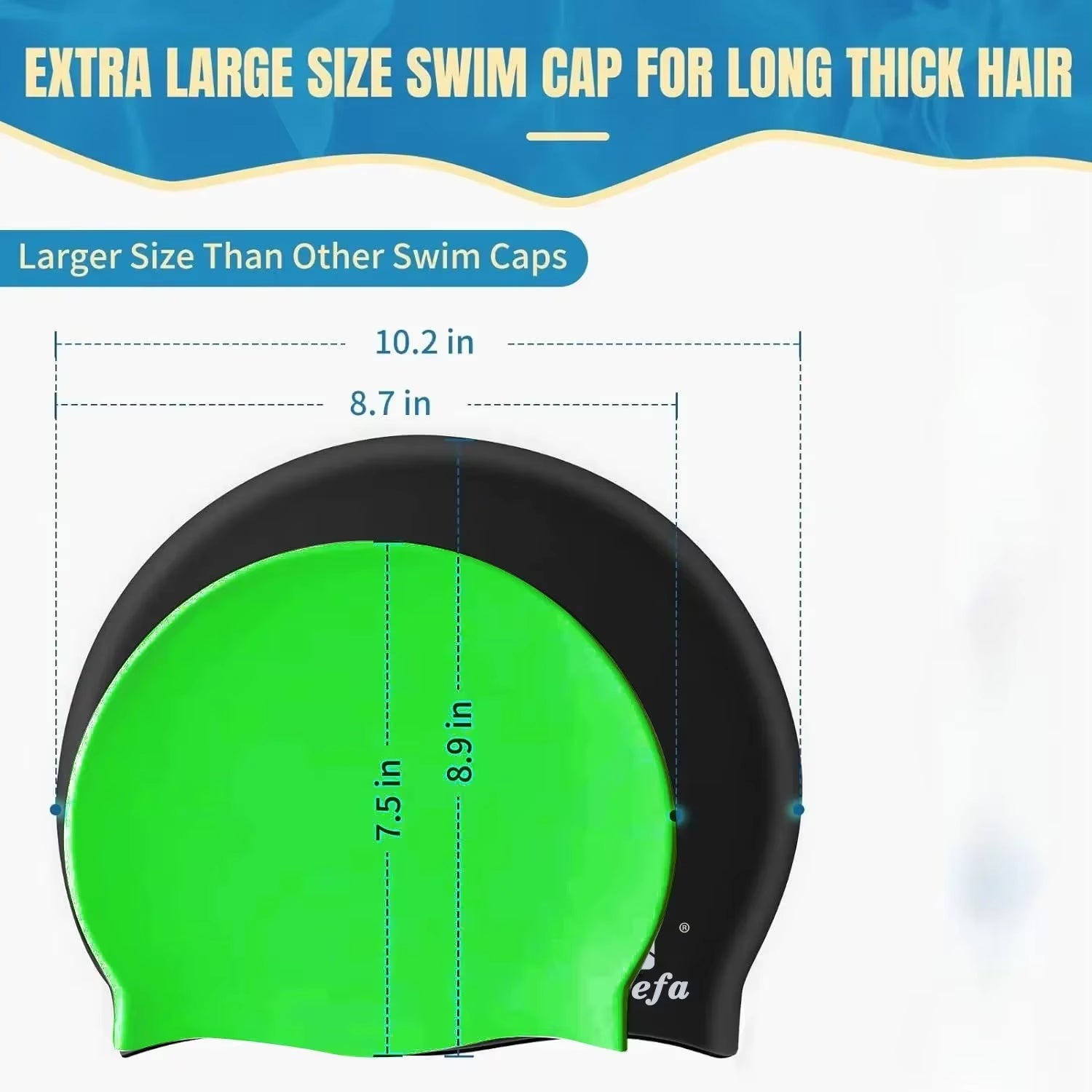 Extra Large Swim Cap for Women Long Hair Braids Dreadlocks, Silicone Bathing Swimming Caps,Weaves, Curls & Afros, Waterproof