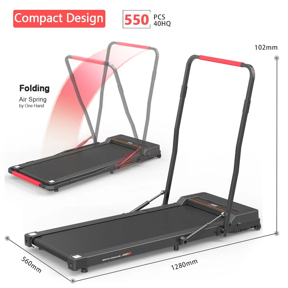 2022 Upgrade 2.5HP Folding Treadmill Running Walking Jogging Machine for Home 12 Programes LED Display Screen Easy Installation Ipad Holder Cushion with Bluetooth,265Lb