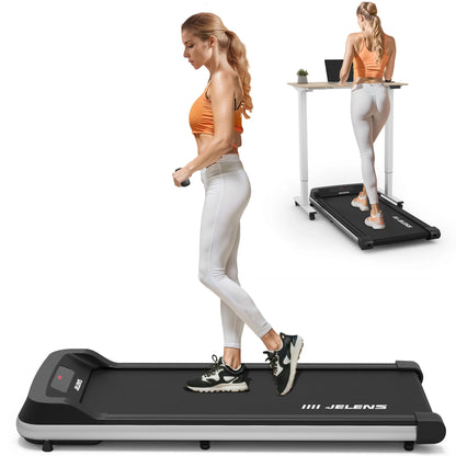 Walking Pad 2 in 1 Treadmill for Walking and Jogging, under Desk Treadmill for Home Office, Portable Walking Pad Free Installation with Remote Control