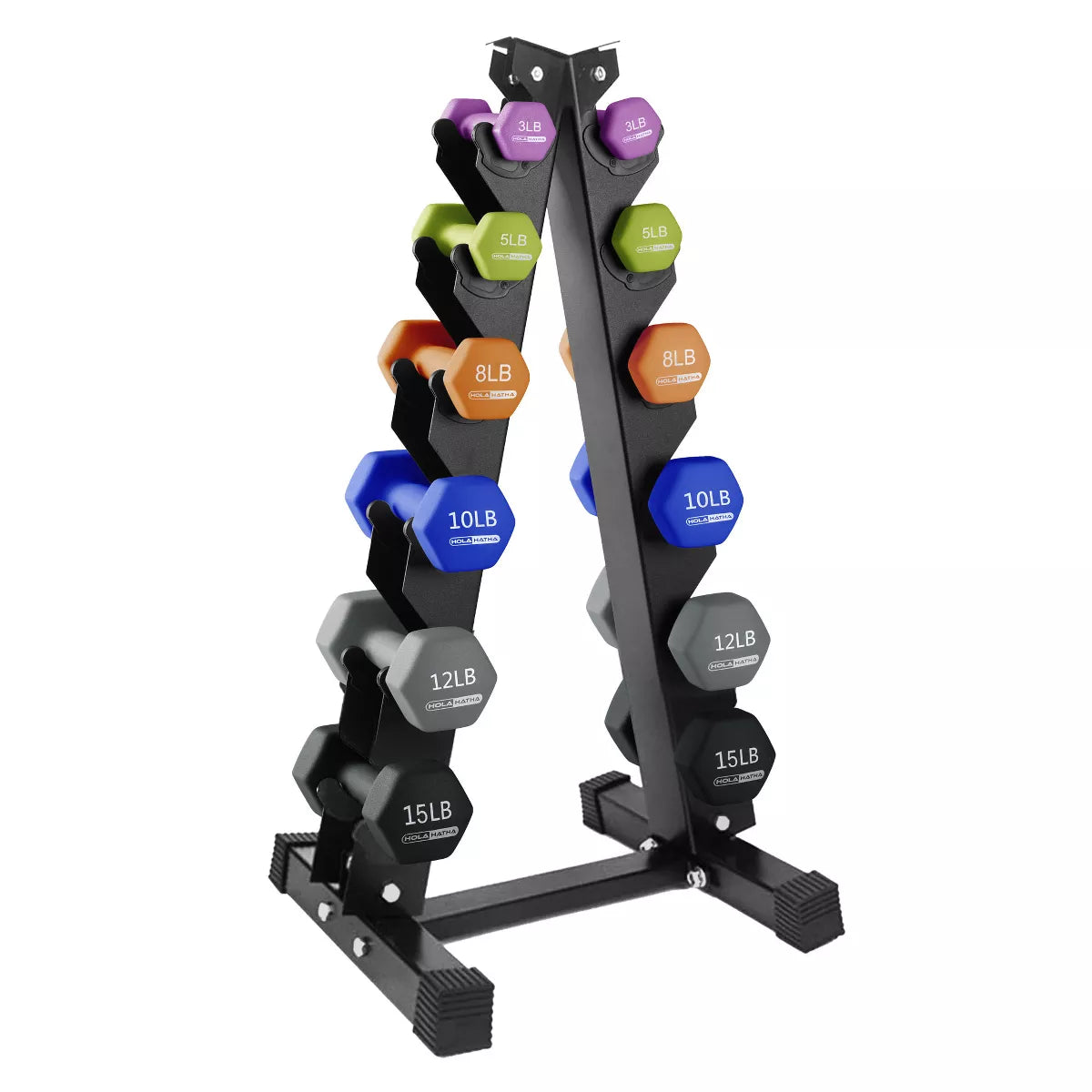 Holahatha Hex Dumbbell Set with Hand Weights and Storage Rack