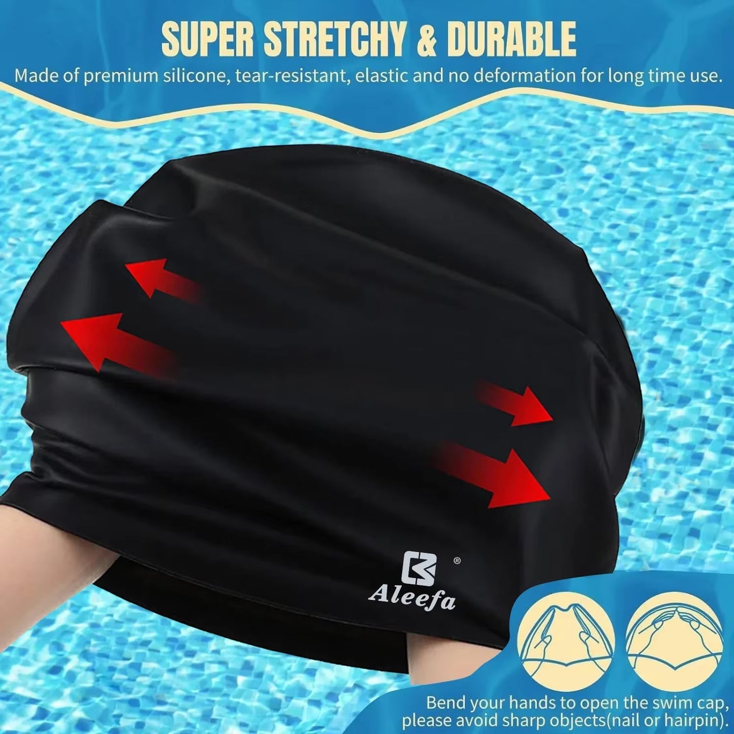 Extra Large Swim Cap for Women Long Hair Braids Dreadlocks, Silicone Bathing Swimming Caps,Weaves, Curls & Afros, Waterproof