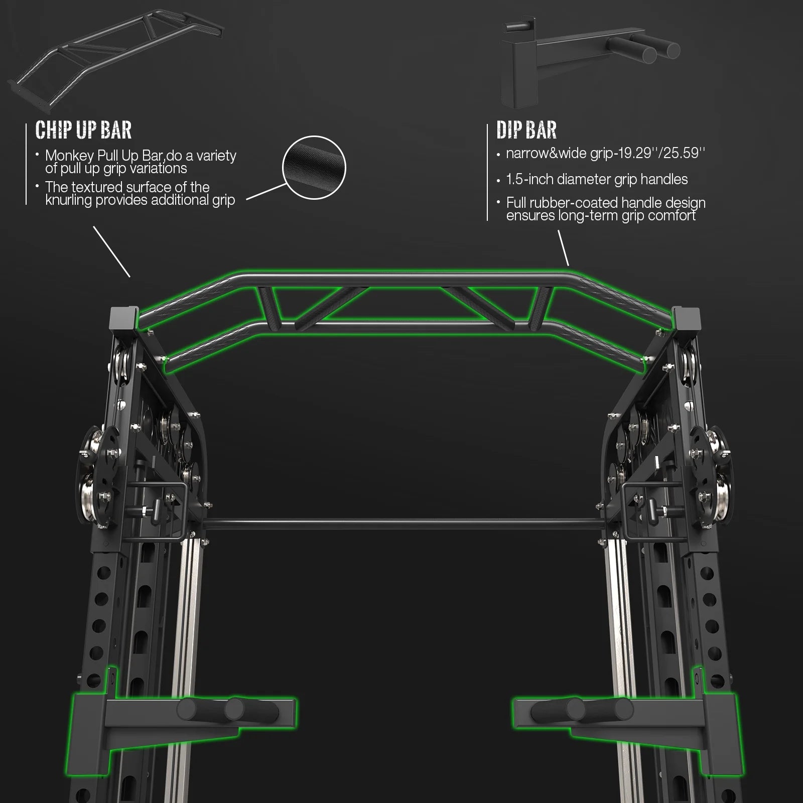 Smith Machine, All-In-One Power Rack Cage with Adjustable Cable Crossover, Vertical Leg Press and Smith Bar with 800 Lbs Capacity Weight Bench