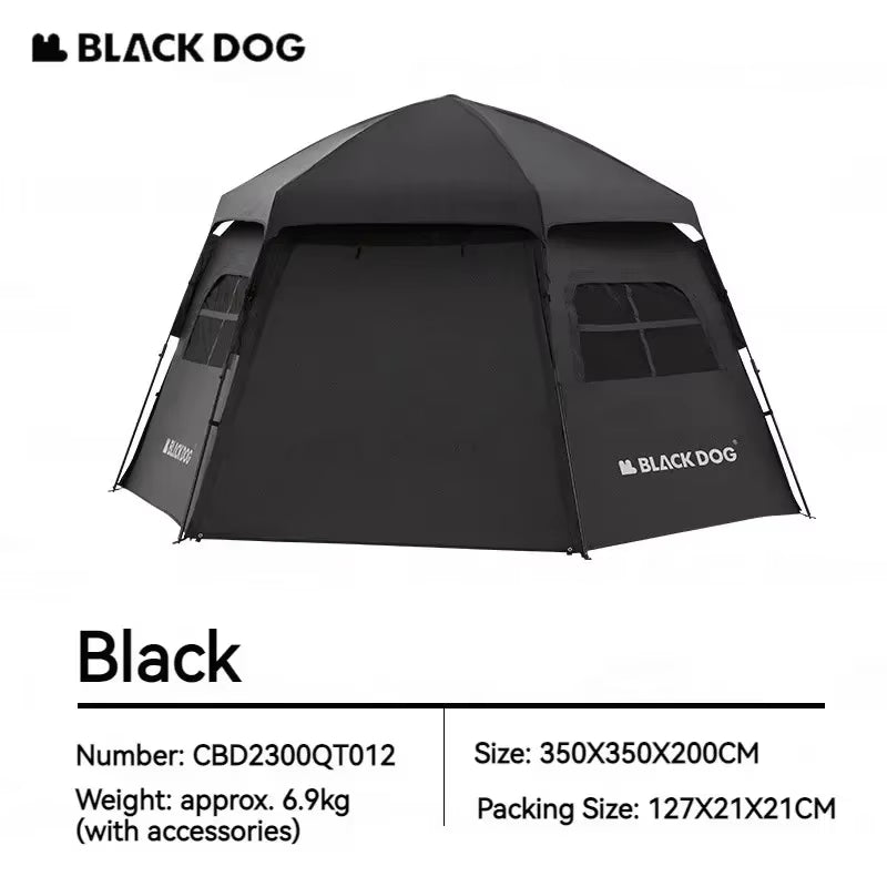 Black Dog Large Shelter Beach Waterproof Camping Tent Automatic Outdoor Cabin Portable Beach Tent Folding Windscreen Houses