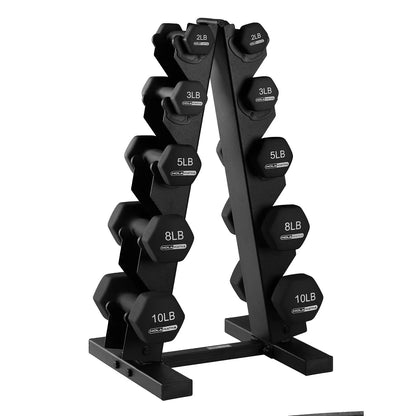 Holahatha Hex Dumbbell Set with Hand Weights and Storage Rack