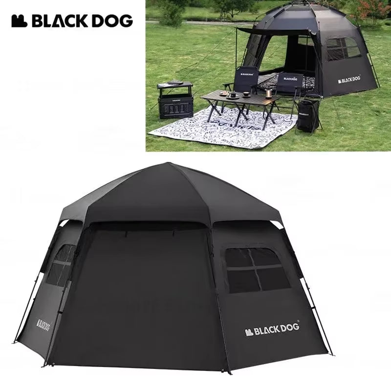 Black Dog Large Shelter Beach Waterproof Camping Tent Automatic Outdoor Cabin Portable Beach Tent Folding Windscreen Houses