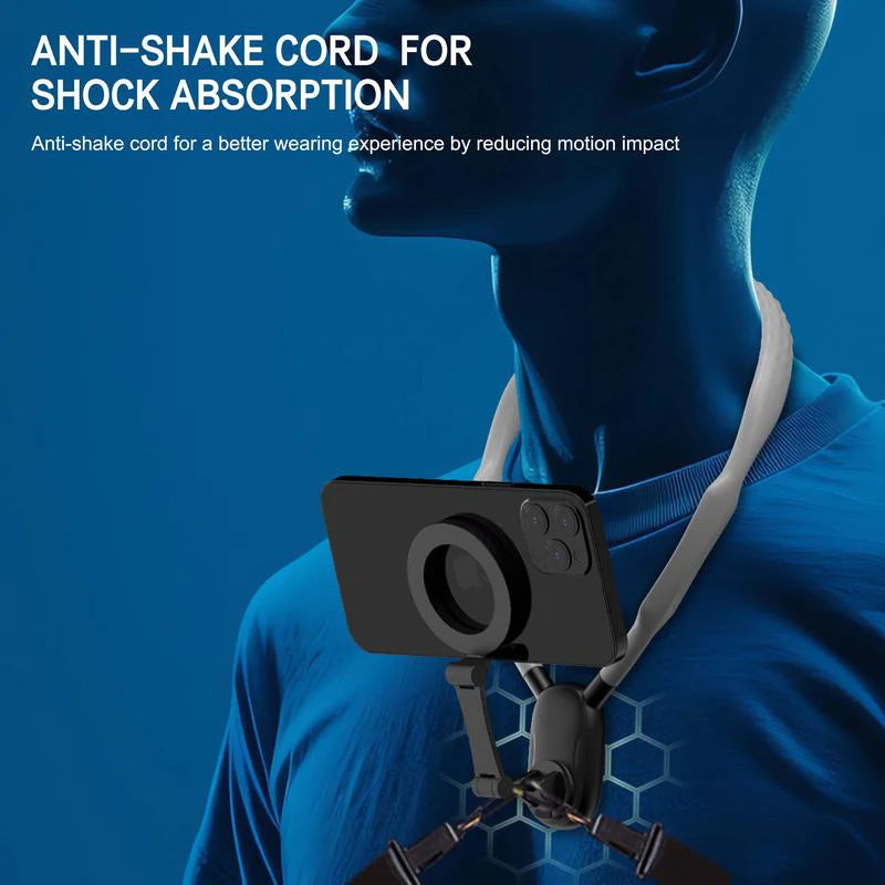 Magnetic Neck Mount for Phones, Neck Cell Phone Holder Pov/Vlog Selfie Mount Hand Free Phone Neck Holder Chest Stand Strap Video Recording for Iphone 16 15 14 13 12 Series Android Phones,Action Camera Accessories Smartphone