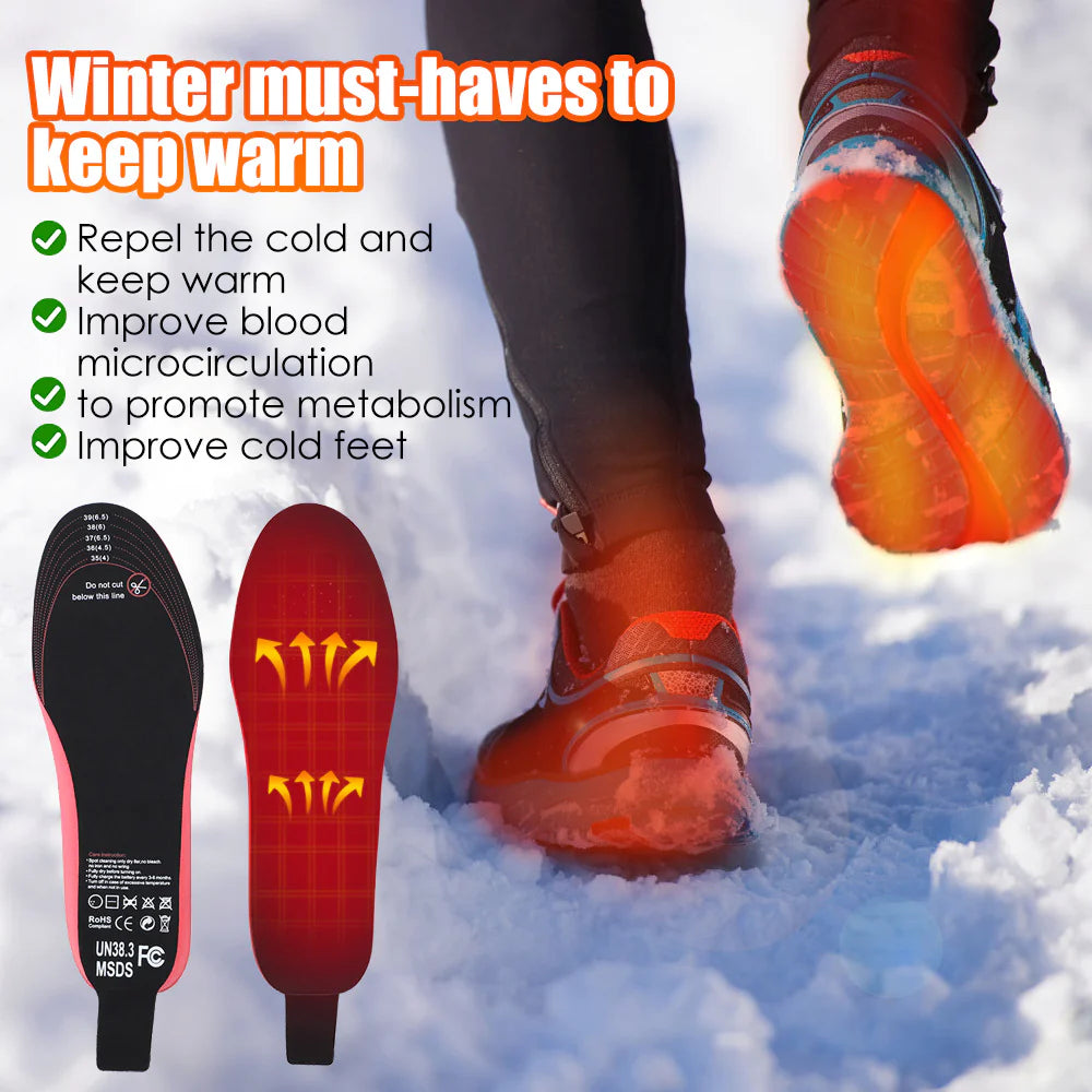 Heated Insoles for Men Women Rechargeable Heating Boot Insole Feet Warmer Pads Cut to Any Size Heating Electric Heated Insoles