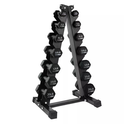 Holahatha Hex Dumbbell Set with Hand Weights and Storage Rack