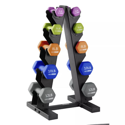 Holahatha Hex Dumbbell Set with Hand Weights and Storage Rack