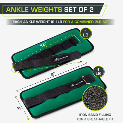 Ankle Weights Set of 2 with Adjustable Comfort Fit