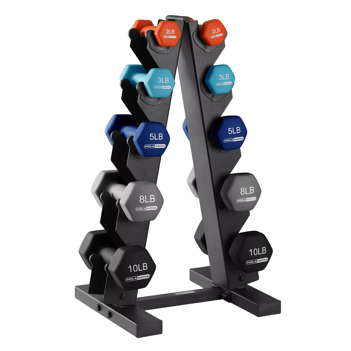 Holahatha Hex Dumbbell Set with Hand Weights and Storage Rack