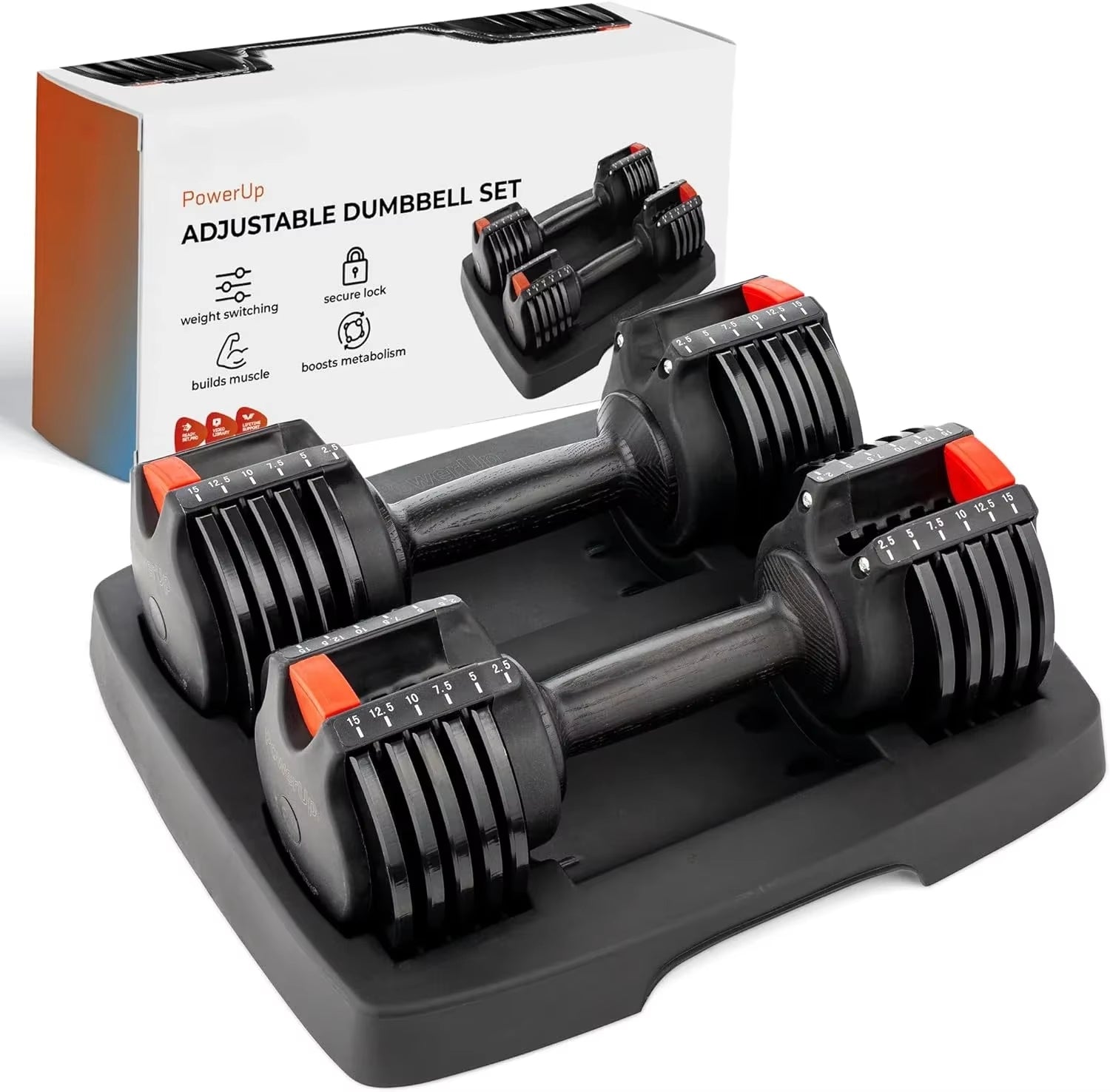 Adjustable Dumbbells - 15Lb 25Lb 43Lb 55Lb 90Lb 6In1 Dumbbells Adjustable Weight Steel, Compact Quick Adjustable Dumbbells Set