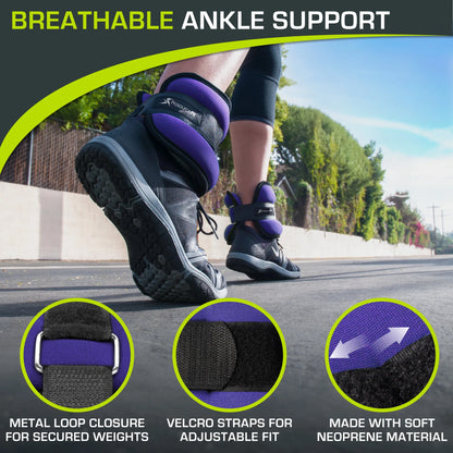 Ankle Weights Set of 2 with Adjustable Comfort Fit