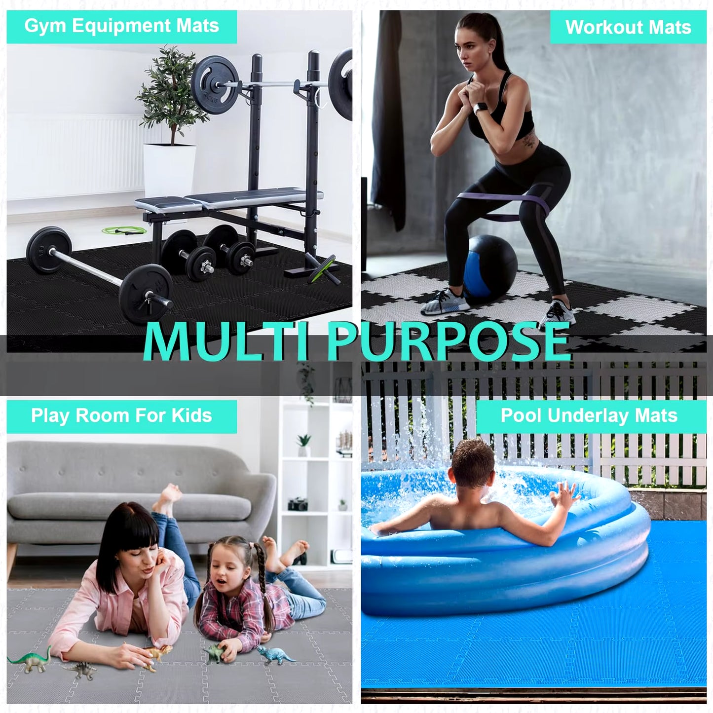 6/18Pcs Gym Flooring Set EVA Interlocking Foam Floor Tiles for Home Gym Play Workout Exercise Mats Fitness Puzzle Exercise Mat