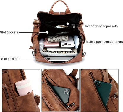 Leather Backpack Purse for Women Fashion Tassel Ladies Shoulder Bags Designer Large Backpack Travel Bag