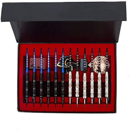 Darts Metal Tip Set Professional Metal Darts for Dartboard Steel Tip Darts with Nonslip Iron Barrel Aluminum Dart Shafts,Extra Flights,Dart Sharpener,Gift Box