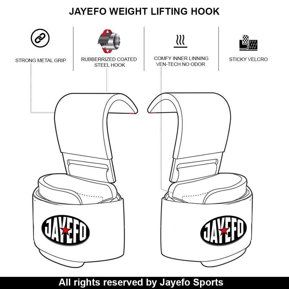 Jayefo Power Weight Lifting Training Wrist Support Hook BAR Straps Fitness Bars