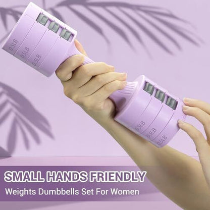 Adjustable Dumbbells Hand Weights Set: 1 Pair 2 4 6 8 10 Lbs Fast Purple