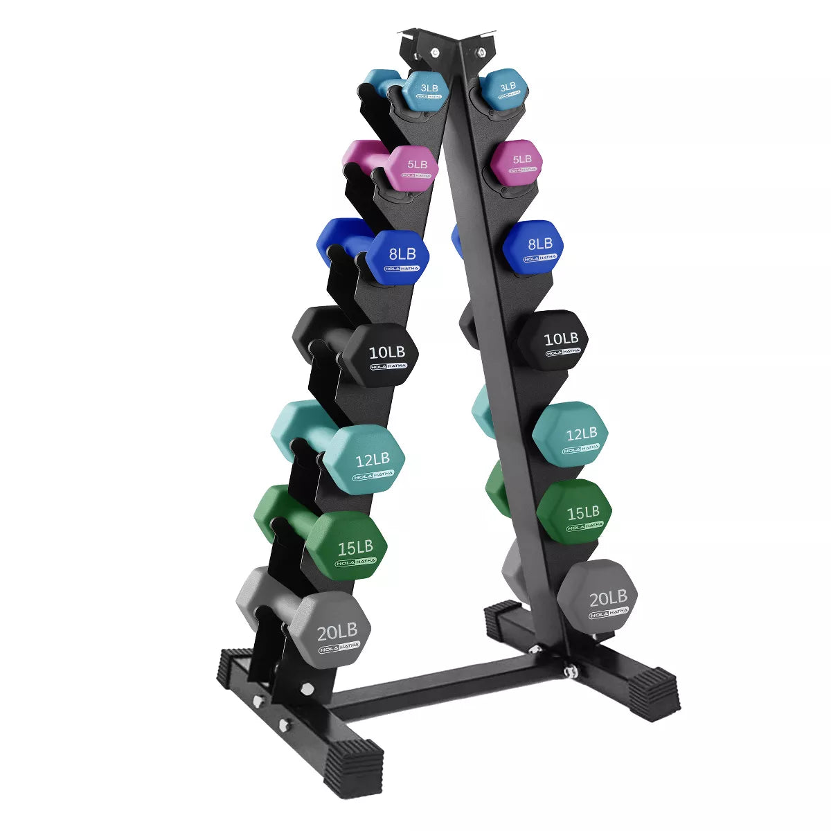 Holahatha Hex Dumbbell Set with Hand Weights and Storage Rack